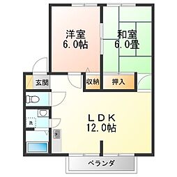 メゾンクレール 2LDKの間取図画像