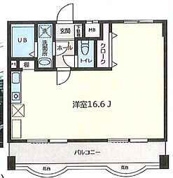ポン・ルテェール ワンルームの間取図画像