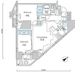 PRIMEART白金台 2LDKの間取図画像
