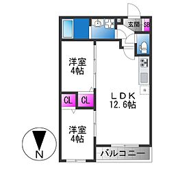 Tio Fleur 2LDKの間取図画像