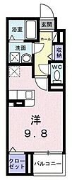 ヴァーグ・ブランシュ 1Kの間取図画像