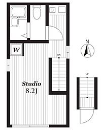 ロータスガーデン毛利 3階ワンルームの間取り