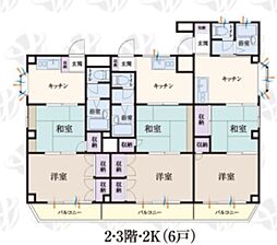 b′CASA小倉台re-born 2DKの間取図画像