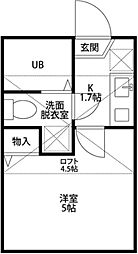 アベニューハイム 1階1Kの間取り
