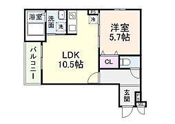 守口市南寺方南通2丁目アパート 1LDKの間取図画像