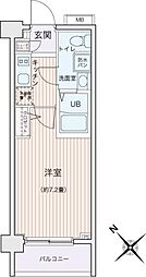 エコロジー都立大学レジデンス 1Kの間取図画像