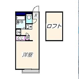 レオパレスアルミック2 1Kの間取図画像