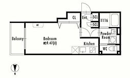 プライマル四谷荒木町 ワンルームの間取図画像
