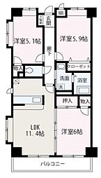 アクアプリータ 3階3LDKの間取り