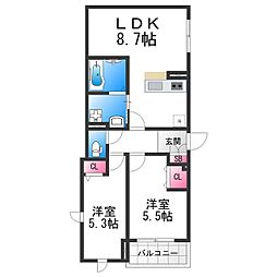 STELLA VITA石津 2LDKの間取図画像