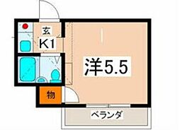 レオパレスジュン 1Kの間取図画像