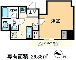 ベルグレード王子ドゥエ 1Kの間取図画像