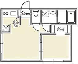 Platanus幡ヶ谷 地下1階1LDKの間取り
