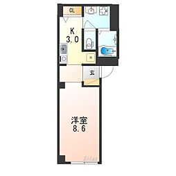 ＣＯＣＯ下鴨 3階1Kの間取り