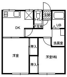 ハイム長住 2DKの間取図画像