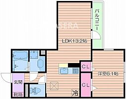 Osaka Metro今里筋線 清水駅 徒歩5分の賃貸マンション 2階1LDKの間取り
