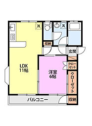 パークプラザ小針 1LDKの間取図画像