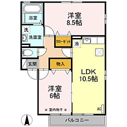 エーデルハイムASAKAB 2LDKの間取図画像
