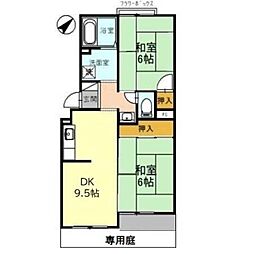 トリヴァン加守田 2DKの間取図画像