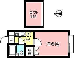 カメリアハイツ 1Kの間取図画像