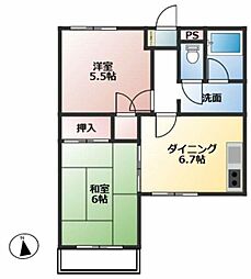 下目黒ハウス 2DKの間取図画像