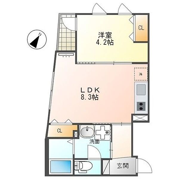 東京都福生市大字福生(賃貸マンション1LDK・5階・34.05㎡)の写真 その2