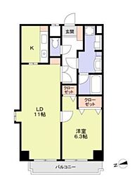 綾東ヴィレッジ弐番館 1LDKの間取図画像