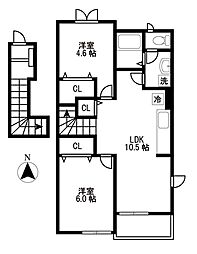 オリーブコンフォート 2LDKの間取図画像