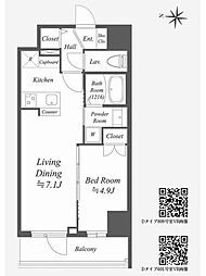 AlphaPrime東陽町 1LDKの間取図画像