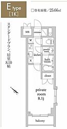 アーベイン常盤台 1Kの間取図画像