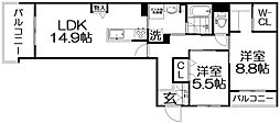 シャーメゾン フェレザ 2LDKの間取図画像