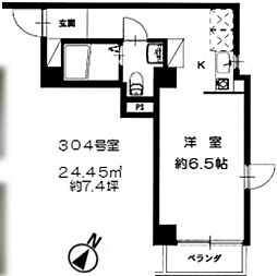 エビデンスモワ 1Kの間取図画像