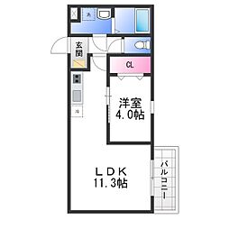 (仮称)ジーメゾン泉佐野ルシエール 1LDKの間取図画像