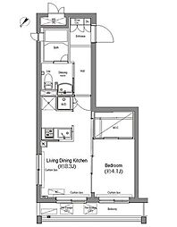コンフォリア麻布台 1DKの間取図画像