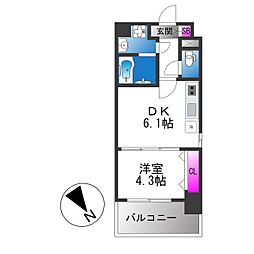 メイクス天王寺 1DKの間取図画像