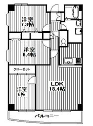 ソアール八千代中央I 3階3LDKの間取り