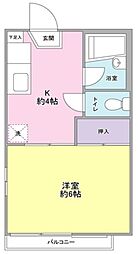 シャルム祐天寺 1Kの間取図画像
