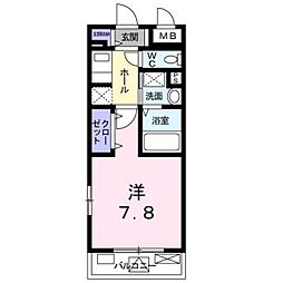 サニーレジデンス 1Kの間取図画像