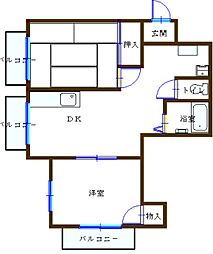 デンドービル3 2DKの間取図画像