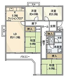 エステート上水本町6号棟 3階4LDKの間取り
