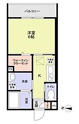 ガーデンテラスイースト 1Kの間取図画像