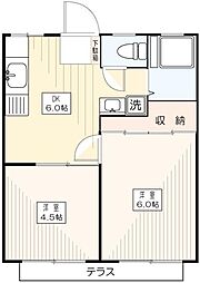 明光ハイツ 2DKの間取図画像