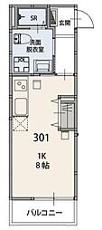ALIVIE 秋山 1Kの間取図画像