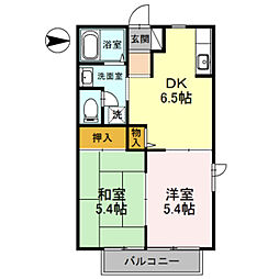 ハイツ・花のこみちA 2DKの間取図画像