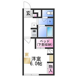 レオパレスNeo深阪 1Kの間取図画像
