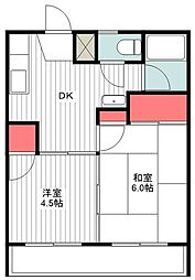 グランド宝ハイツ 2DKの間取図画像