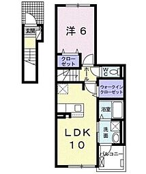 エレガンシア 2階1LDKの間取り