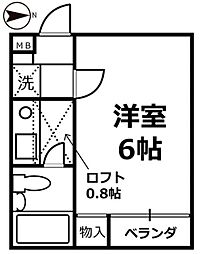 フェリス新松戸 1Kの間取図画像