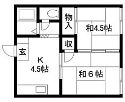 フラワーハイツ 2Kの間取図画像