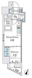 グラシア神保町 1DKの間取図画像